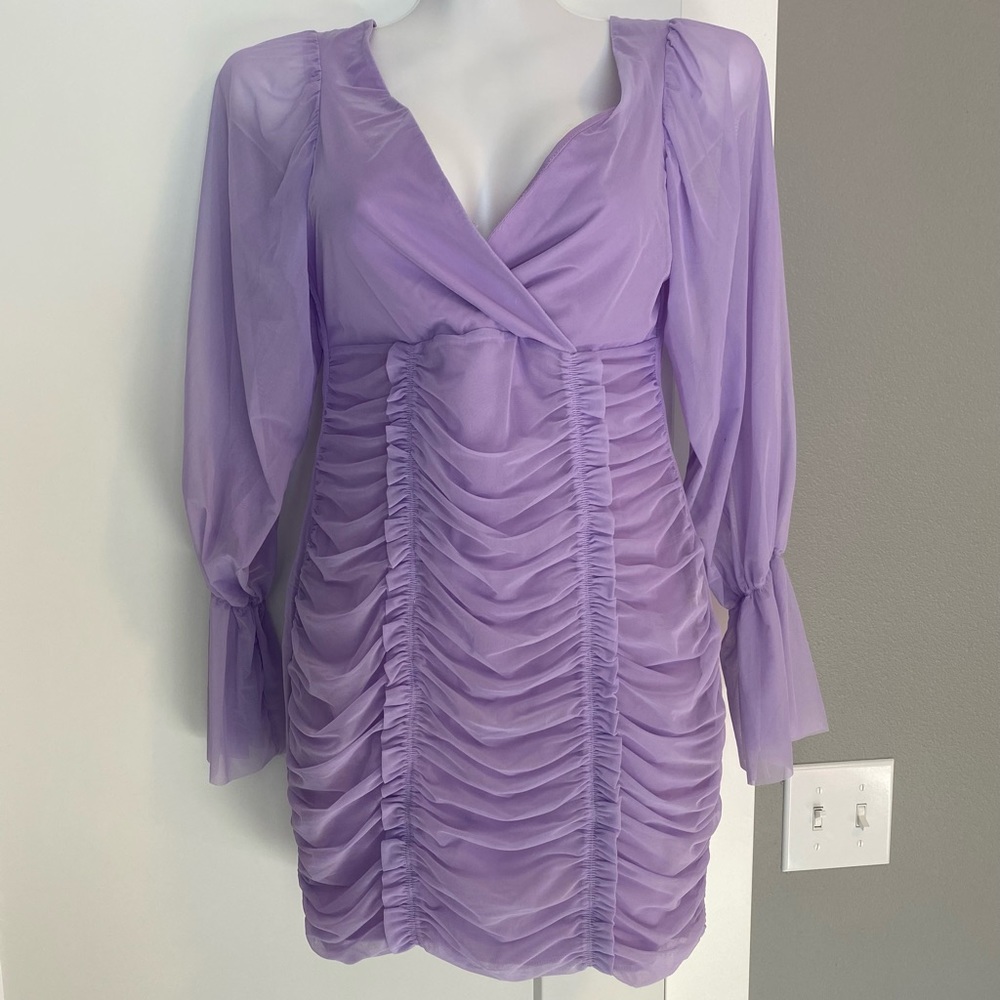 A’gaci lavender long sleeve mini dress
